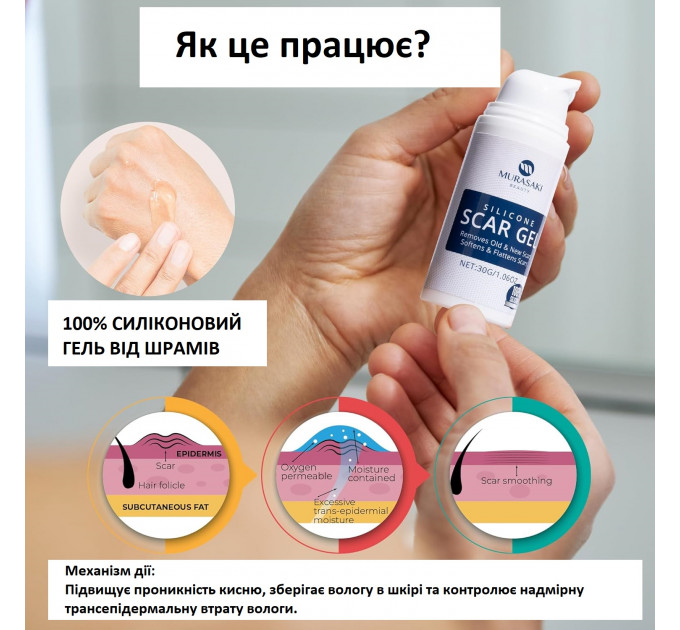Силиконовый гель против рубцов и растяжек MURASAKI BEAUTY 100% Silicone Scar Gel 30 г