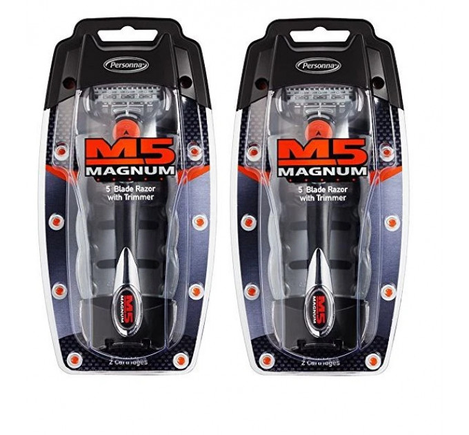 Станок для гоління Personna M5 Magnum з п'ятьма лезами та 3 змінними касетами Made in USA