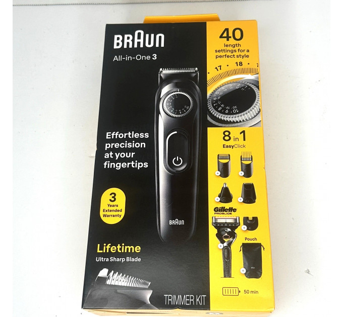 Тример Braun  3 All-in-One EasyClick з бритвеним верстатом картриджем і насадками