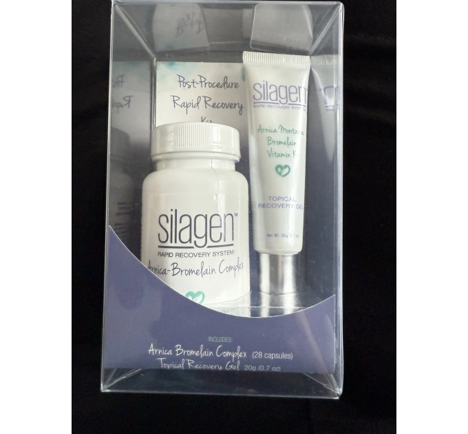 Профессиональный набор Silagen Post Procedure Rapid Recovery Kit для восстановления после косметических процедур лица и шеи 28 капсул и гель 20 г