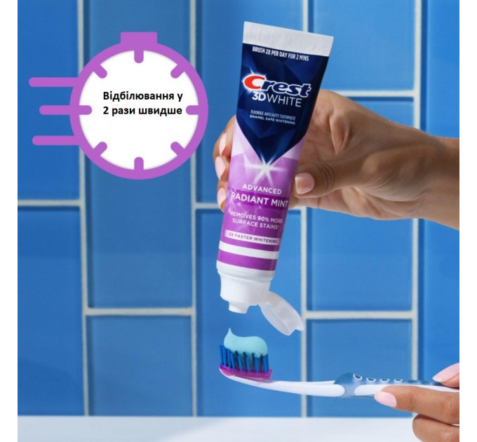 Відбілююча зубна паста Crest 3D White Advanced Radiant Mint 2 упаковки по 93 г