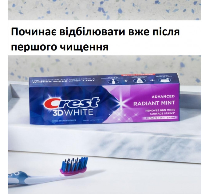Відбілююча зубна паста Crest 3D White Advanced Radiant Mint 2 упаковки по 93 г