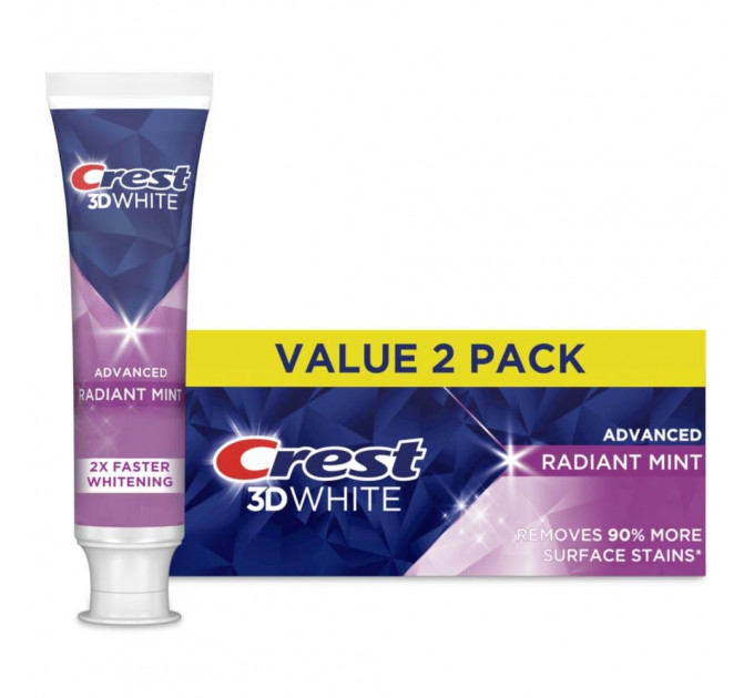 Відбілююча зубна паста Crest 3D White Advanced Radiant Mint 2 упаковки по 93 г