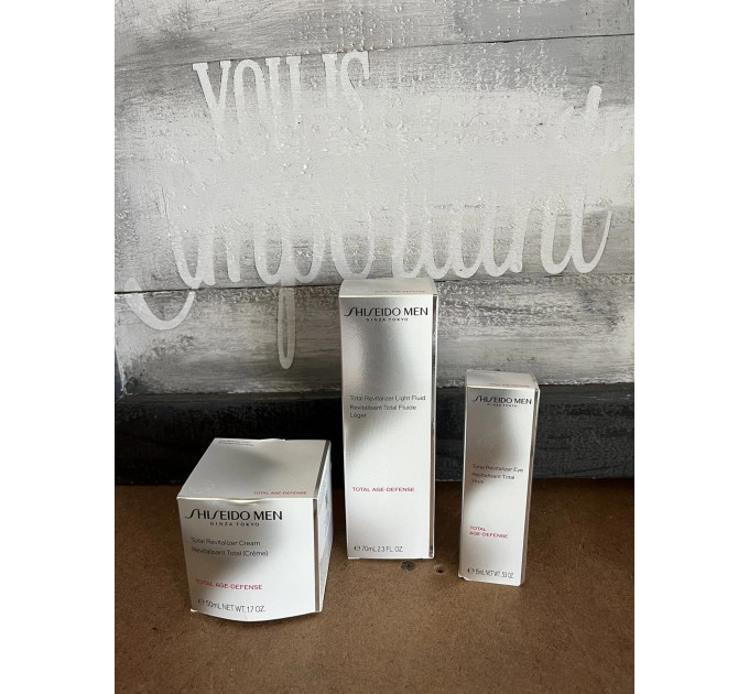 Набір чоловічої косметики Shiseido Total Revitalizer (крем 50 мл + флюїд 70 мл + крем для повік 15 мл)