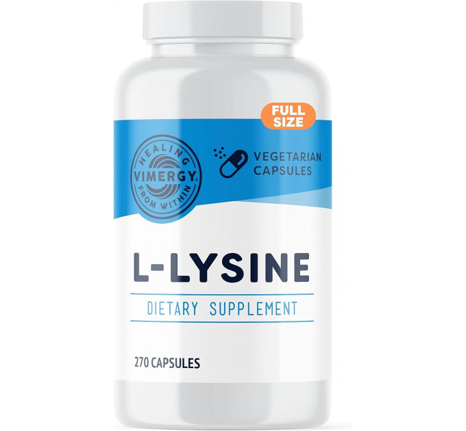 Капсули L-Lysine Vimergy 270 шт для здоров'я шкіри волосся та нігтів