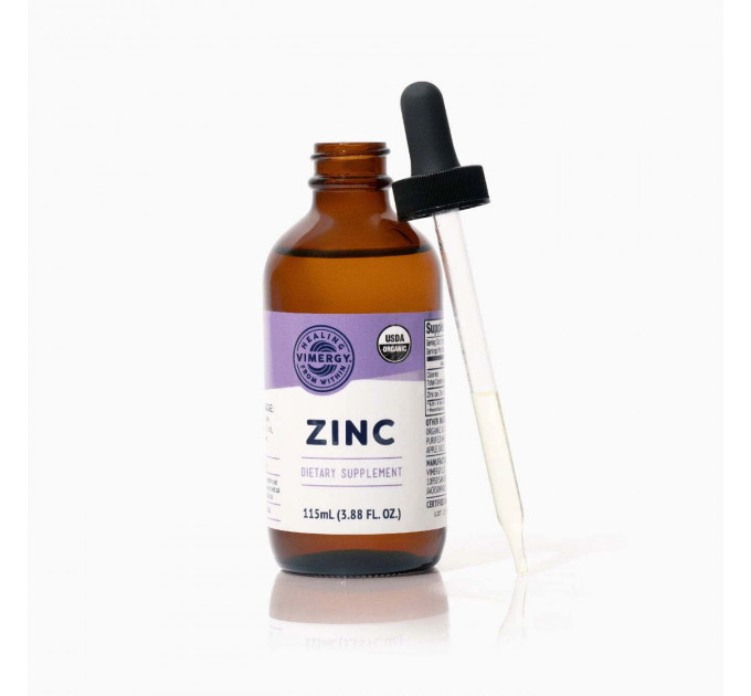 Швидкозасвоюваний органічний цинк для імунітету Vimergy Organic Liquid Zinc 115 мл (57 порцій)