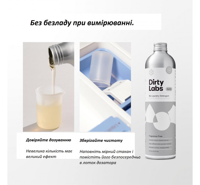 Органічний рідкий концентрат для прання Dirty Labs Scent Free без аромату 640 мл (80 прань)