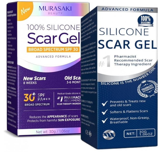 Набір засобів для лікування рубців MURASAKI BEAUTY 100% Silicone Gel 30 г і SPF 30 Cream 30 г