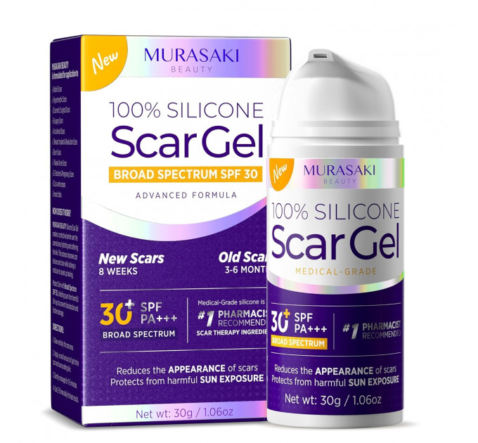 Набір засобів для лікування рубців MURASAKI BEAUTY 100% Silicone Gel 30 г і SPF 30 Cream 30 г