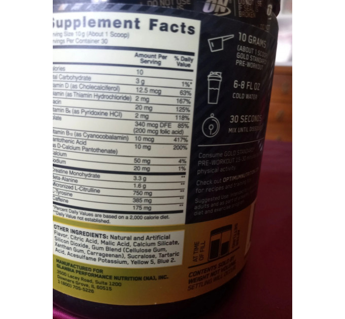 Передтренувальний комплекс Optimum Nutrition Gold Standard Pre Workout смак Зелене яблуко 30 порцій