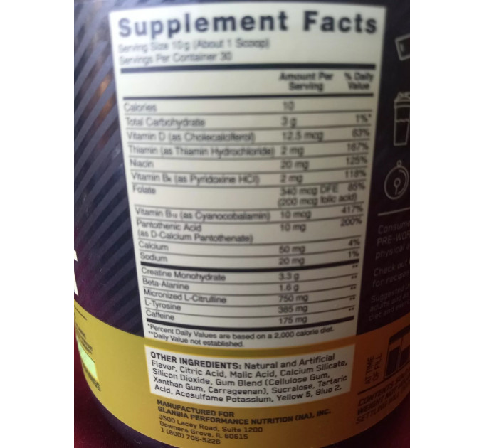 Передтренувальний комплекс Optimum Nutrition Gold Standard Pre Workout смак Зелене яблуко 30 порцій