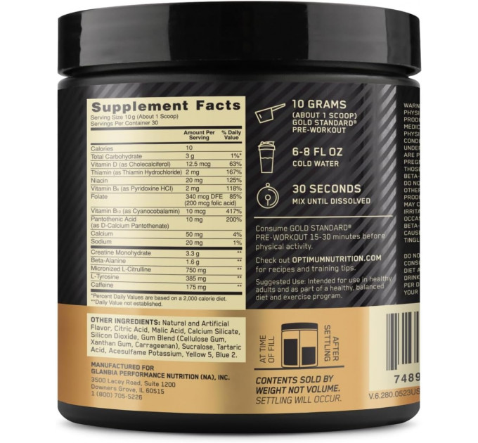 Передтренувальний комплекс Optimum Nutrition Gold Standard Pre Workout смак Зелене яблуко 30 порцій