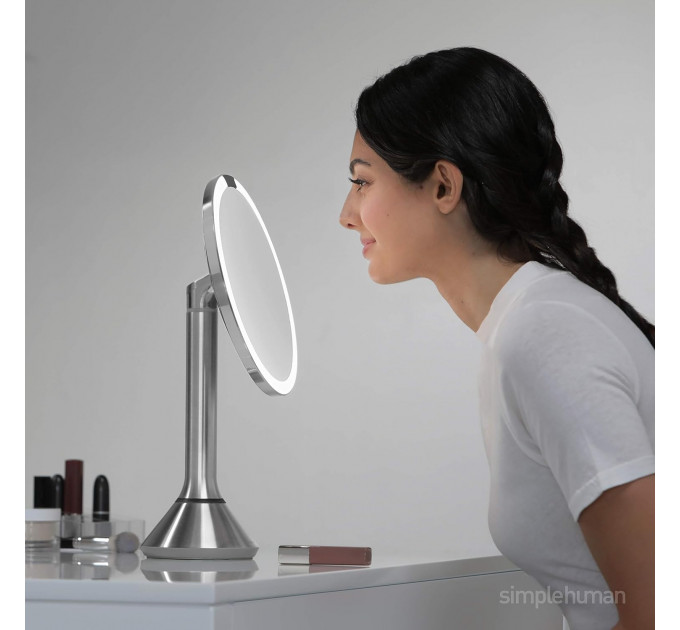 Настольное косметическое зеркало Simplehuman  с увеличением 5X и подсветкой (размер 20 см) розовое золото