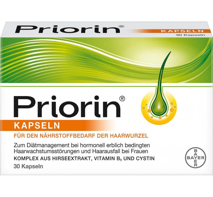 Капсули проти випадіння волосся Bayer Priorin з вітамінами і рослинними екстрактами 30 шт