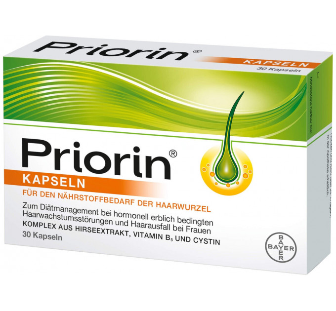 Капсули проти випадіння волосся Bayer Priorin з вітамінами і рослинними екстрактами 30 шт