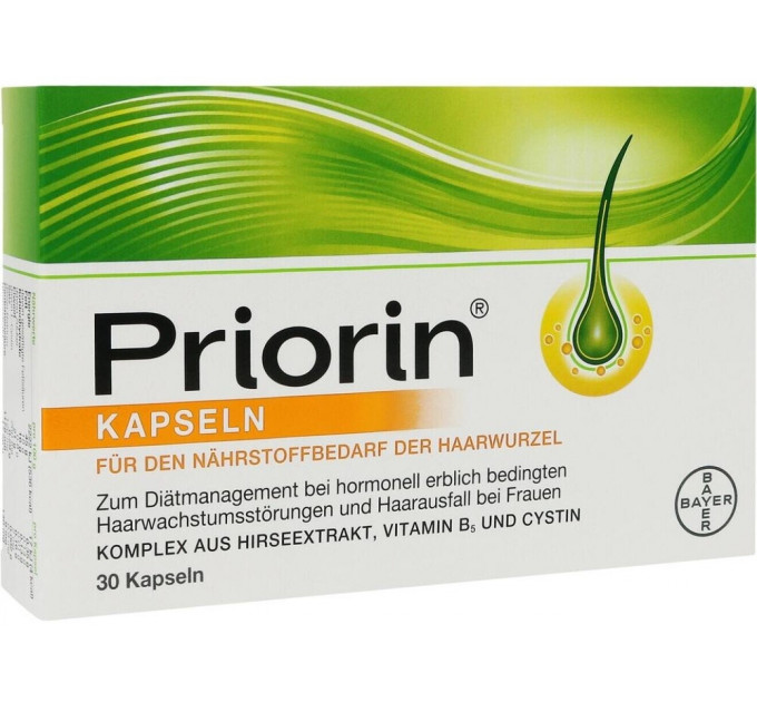 Капсули проти випадіння волосся Bayer Priorin з вітамінами і рослинними екстрактами 30 шт