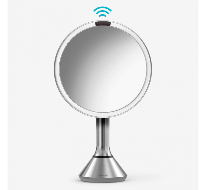 Настольное косметическое зеркало Simplehuman  с увеличением 5X и подсветкой (размер 20 см) серебристый