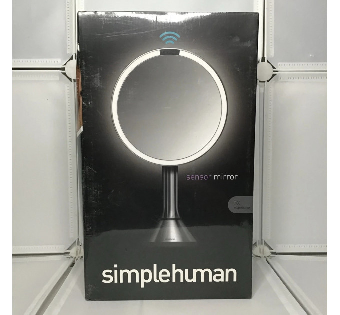 Настольное косметическое зеркало Simplehuman  с увеличением 5X и подсветкой (размер 20 см) серебристый