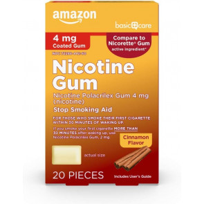 Нікотинова жувальна гумка Amazon Basic Care 4 мг з ароматом кориці 20 шт