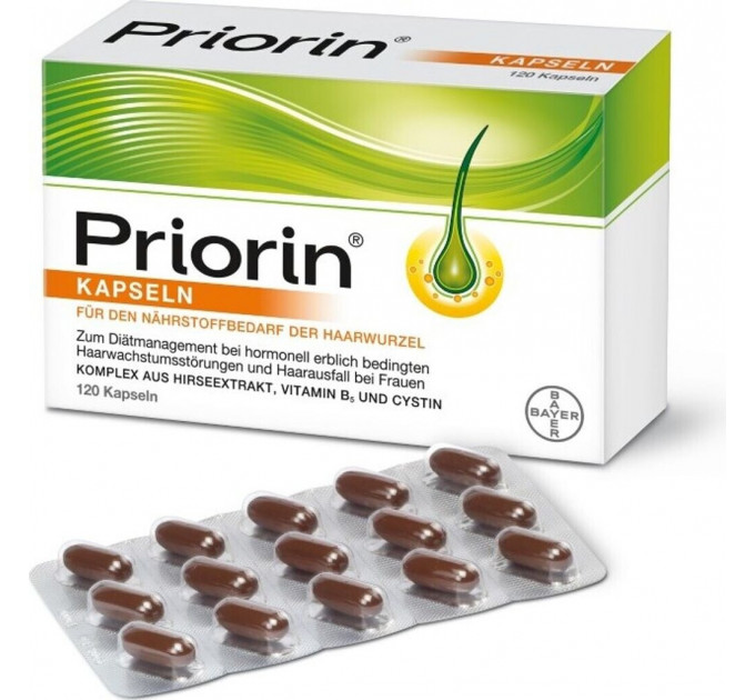 Комплекс вітамінів Bayer Priorin 30 шт і піна міноксидилу Rogaine 60 г для росту волосся