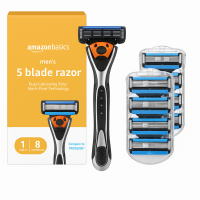Станок для гоління Amazon Basics 5-Blade з 8 змінними касетами і вбудованим тримером