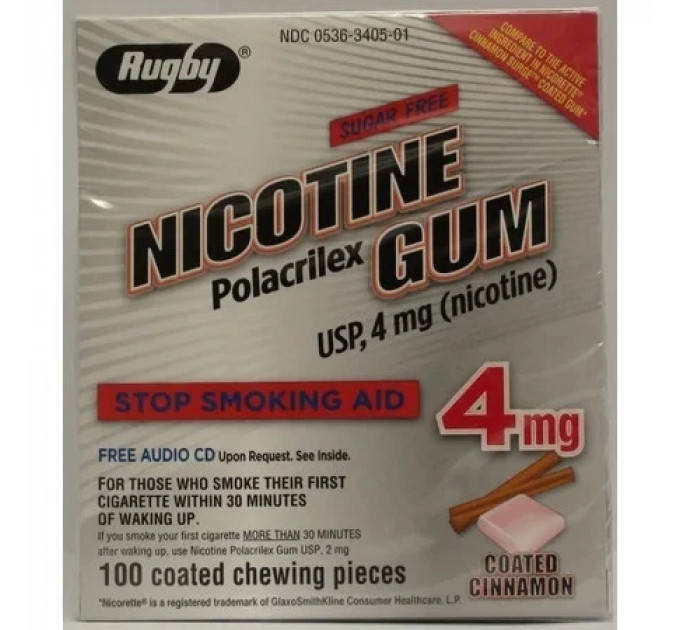 Нікотинова жувальна гумка Rugby Polacrilex 4 мг з корицею 100 шт