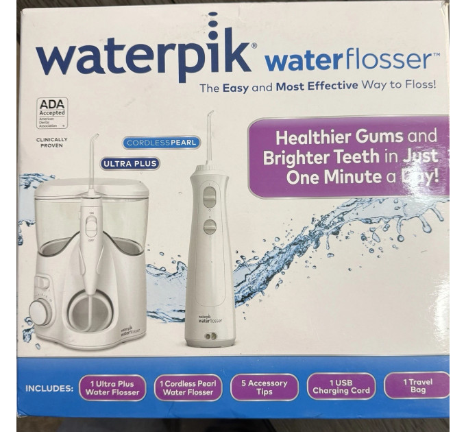 Комплект іригаторів Waterpik для чищення зубів Ultra Plus і Cordless Pearl