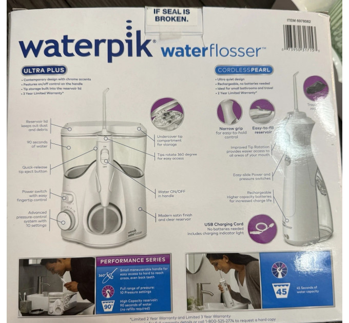 Комплект іригаторів Waterpik для чищення зубів Ultra Plus і Cordless Pearl