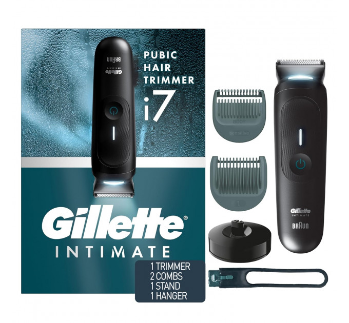 Подарунковий набір для чоловіків Gillette i7 Intimate з тримером і бритвою для стрижки інтимних зон