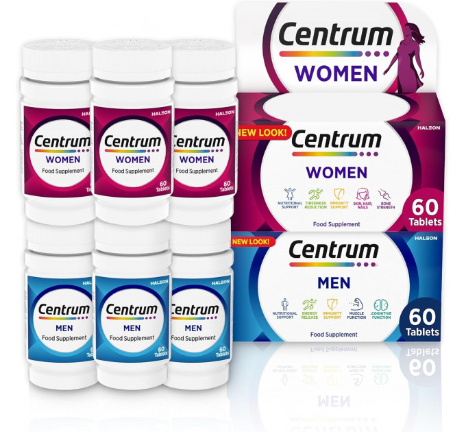 Набір мультивітамінного комплексу для чоловіків Centrum Men 60 шт і для жінок Centrum Women 60 шт
