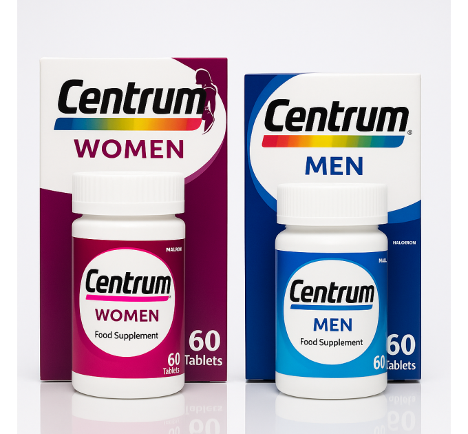 Набір мультивітамінного комплексу для чоловіків Centrum Men 60 шт і для жінок Centrum Women 60 шт