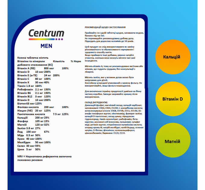 Набір мультивітамінного комплексу для чоловіків Centrum Men 60 шт і для жінок Centrum Women 60 шт