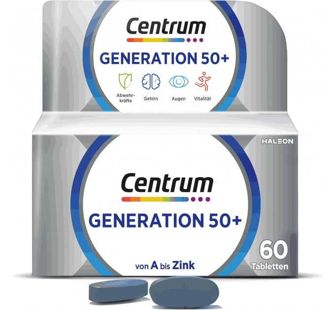 Вітамінно-мінеральний комплекс Centrum Generation 50+ для зрілих людей 60 таблеток