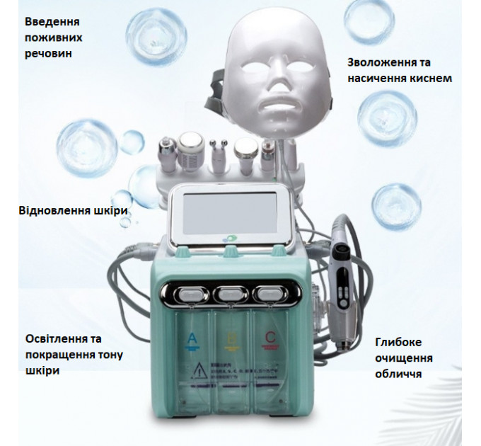 Косметологічний апарат для гідро-кисневого очищення шкіри 2-е покоління 8-в-1