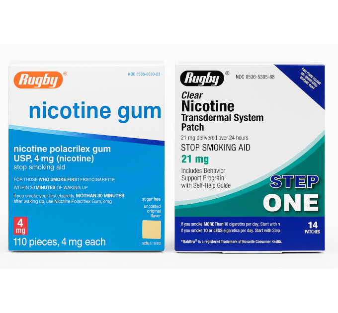 Набір для боротьби з нікотиновою залежністю (жувальна гумка 4 мг 110 шт і пластирі 21 мг 14 шт)
