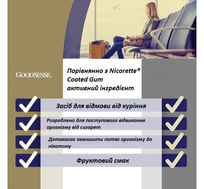 Нікотинова жувальна гумка Good Sense Polacrilex 4 мг фруктова 100 шт.