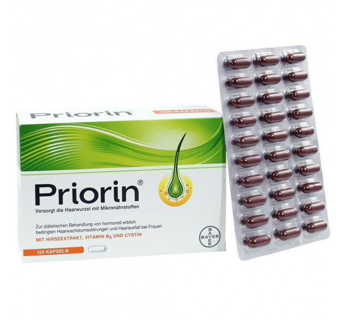 Лікувальний комплекс від випадіння волосся Priorin Kapseln 120 капсул і Regaine Schaum 2 флакони по 60 г