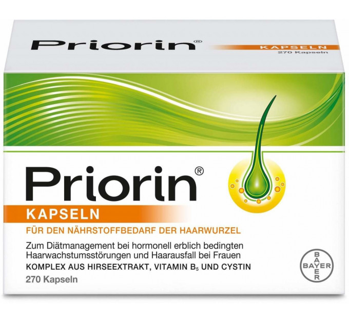 Лікувальний комплекс від випадіння волосся Priorin Kapseln 270 капсул і Regaine Schaum 2 флакони по 60 г