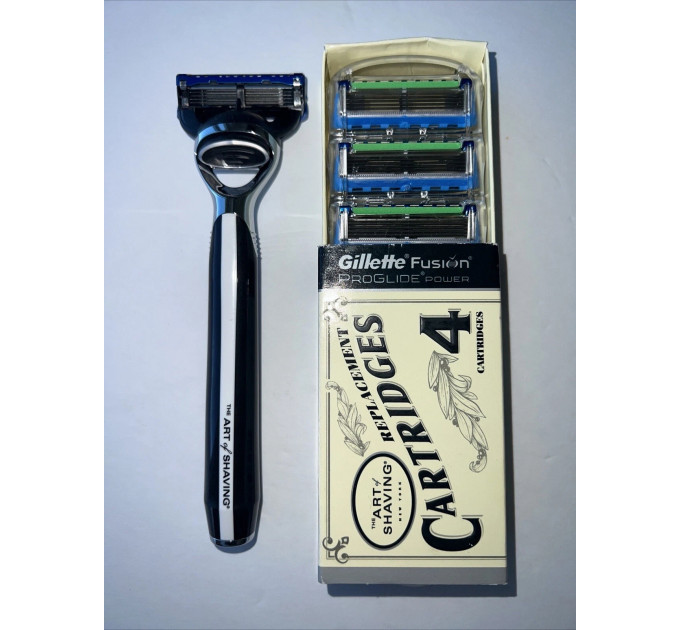 Чоловіча бритва The Art of Shaving Morris Park Jet Black і змінні леза Fusion 4 шт.