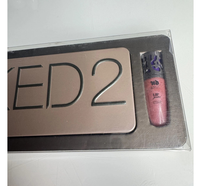 Подарунковий набір декоративної косметики (палетка тіней Urban Decay Naked2 на 12 відтінків і міні-блиск для губ Urban Decay Lip Junkie Lipgloss відтінок Naked)