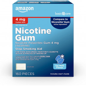 Нікотинова жувальна гумка Amazon Basic Care Nicotine Gum Ice Mint 4 мг 160 штук