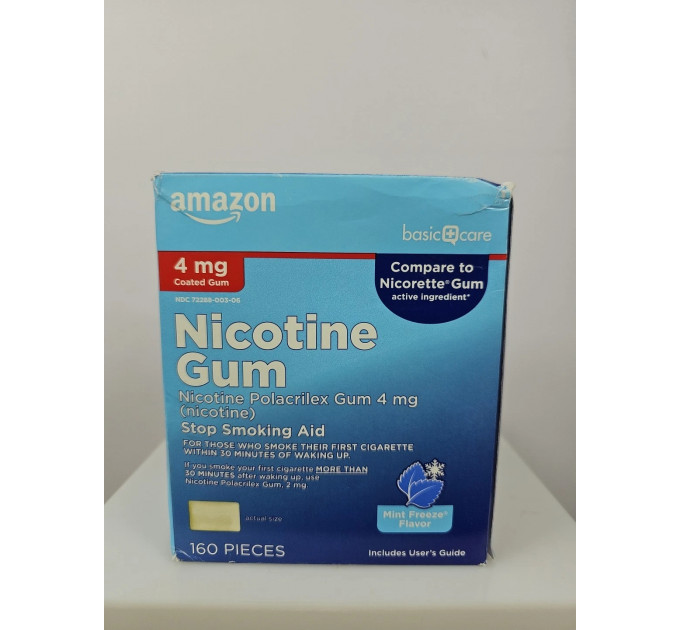 Нікотинова жувальна гумка Amazon Basic Care Nicotine Gum Ice Mint 4 мг 160 штук
