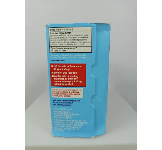 Нікотинова жувальна гумка Amazon Basic Care Nicotine Gum Ice Mint 4 мг 160 штук