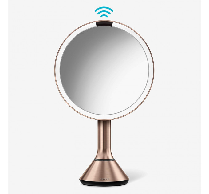 Настольное косметическое зеркало Simplehuman  с увеличением 5X и подсветкой (размер 20 см) розовое золото