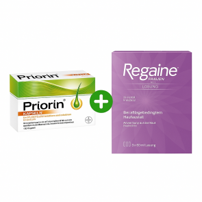 Набор для укрепления и роста волос капсулы Priorin 120 шт и раствор миноксидила Regaine 3 флакона по 60 г для женщин Набор для укрепления и роста волос капсулы Priorin 120 шт и раствор миноксидила Regaine 3 флакона по 60 г для женщин