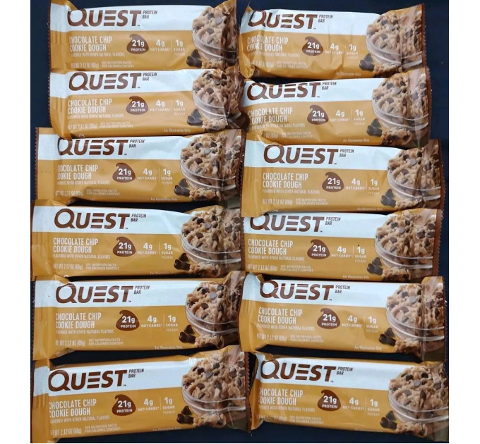 Набір батончиків з протеїном Quest Nutrition зі смаком печива з шоколадом по 60 грамів 12 шт.