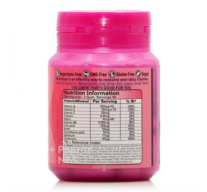 Жувальні мультивітаміни Vican Smart Gum Daily зі смаком малини 30 шт