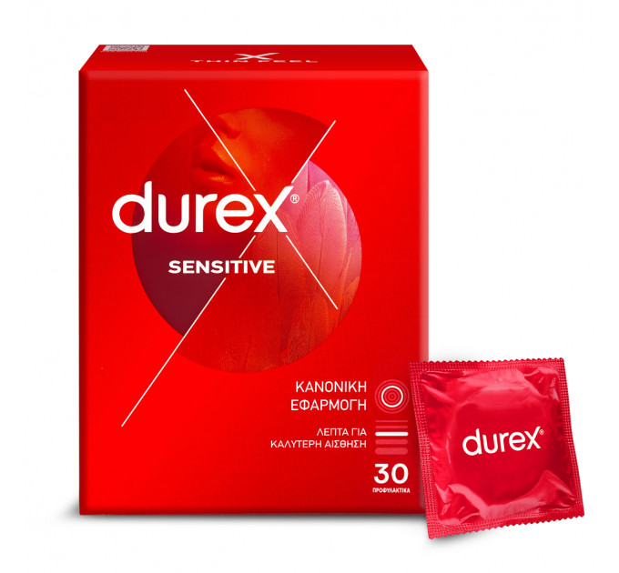 Тонкие презервативы Durex Sensitive для высокой чувствительности 30 шт