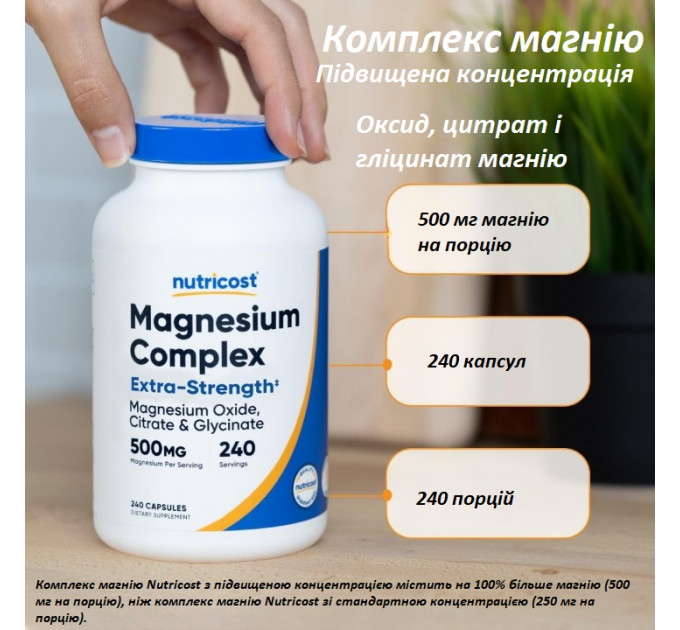 Магній в капсулах Nutricost Magnesium Complex 500 мг 240 шт