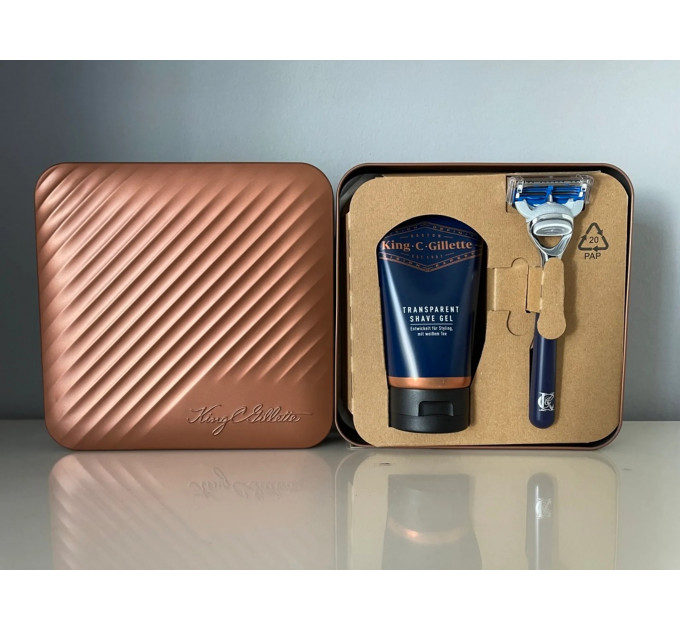 Подарунковий набір для гоління King C Gillette бритва з касетою і гель 150 мл